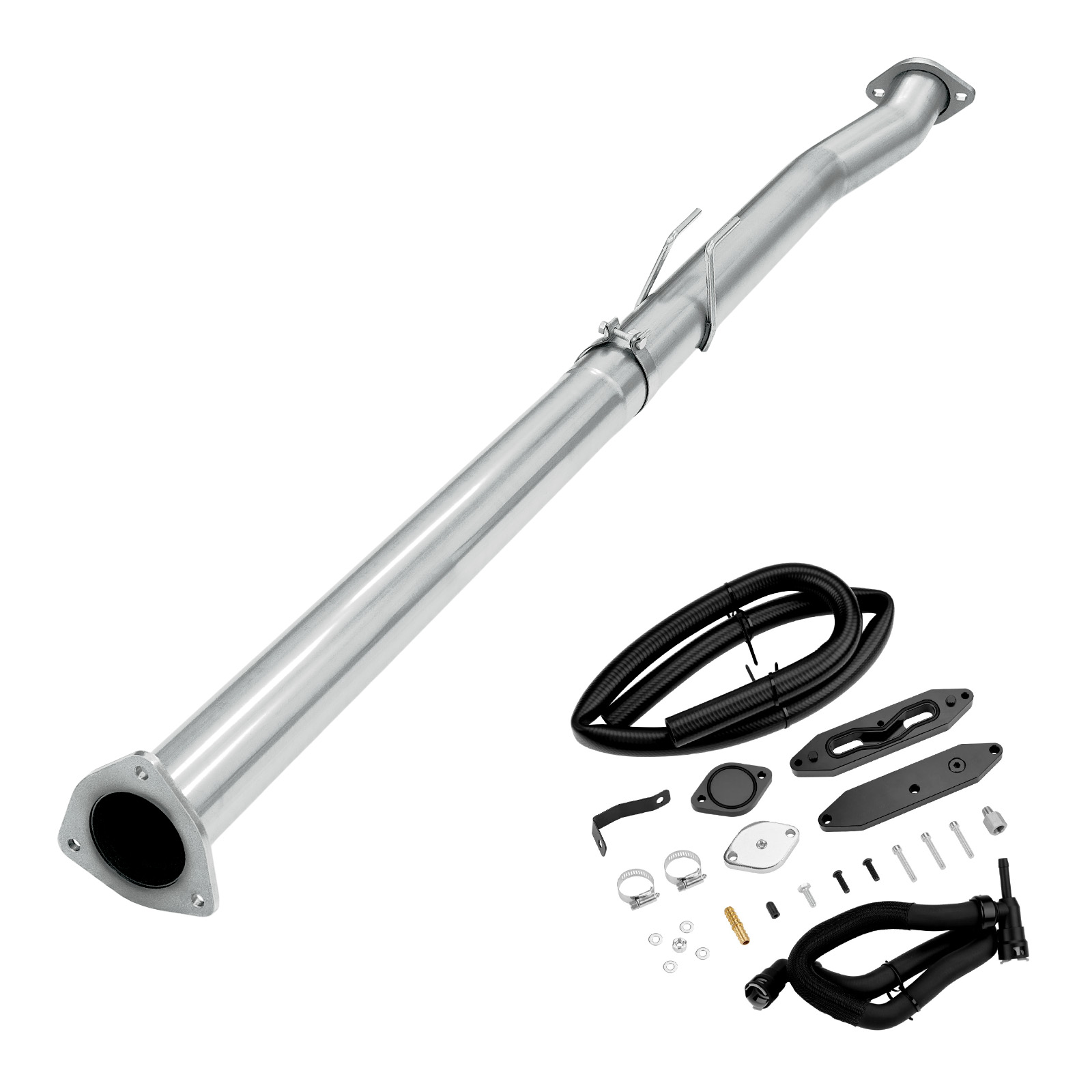 2015-2016 6.7L Powerstroke 4" Race Pipe DPF Delete and Upgraded Black EGR Delete Kit for Ford F250/F350/F450 0