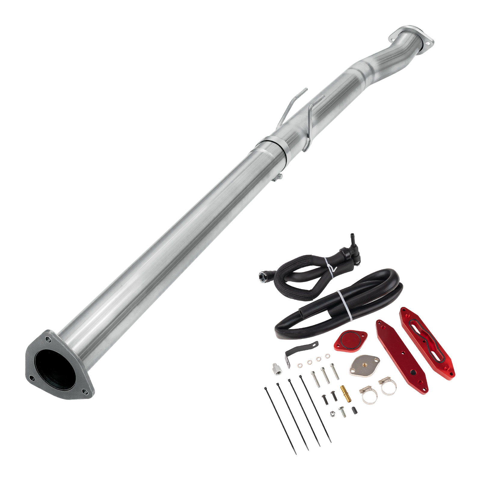 2015-2016 6.7L Powerstroke 4" Race Pipe DPF Delete and Upgraded Red EGR Delete Kit for Ford F250/F350/F450 0