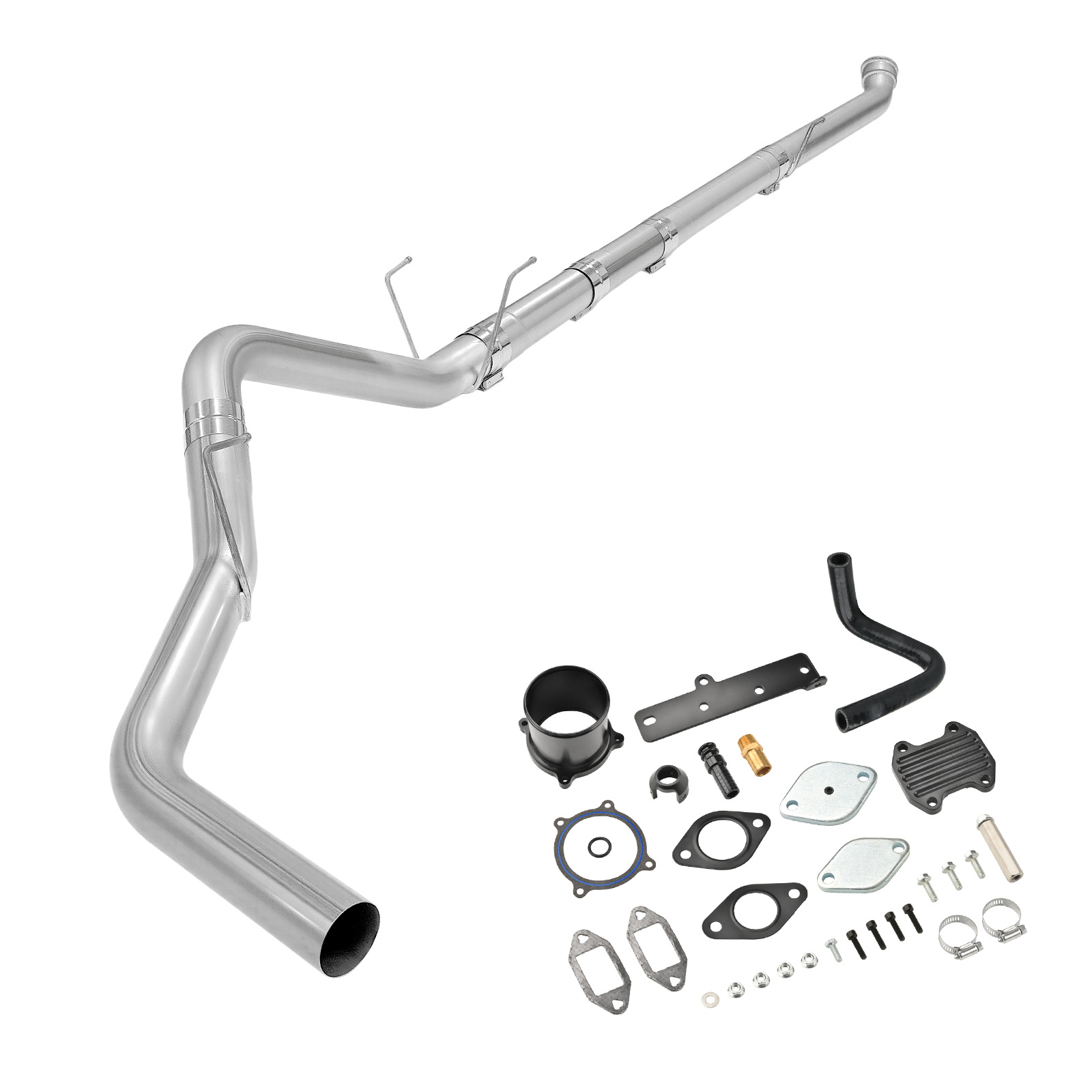 2019-2021 6.7L Cummins 4" Dp-Back Exhaust DPF Delete and Black EGR Delete Kit for Ram 2500 3500 0