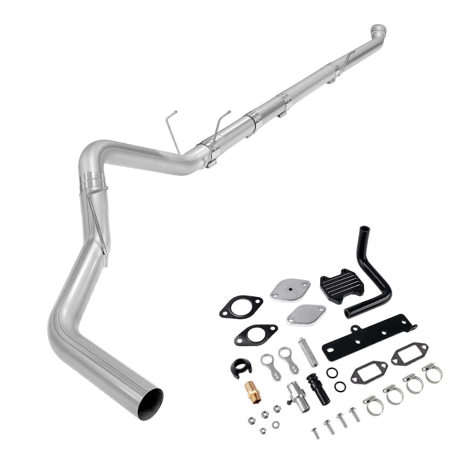 2019-2021 6.7L Cummins 4" Dp-Back Exhaust DPF Delete and Black EGR Delete Kit for Ram 2500 3500 0