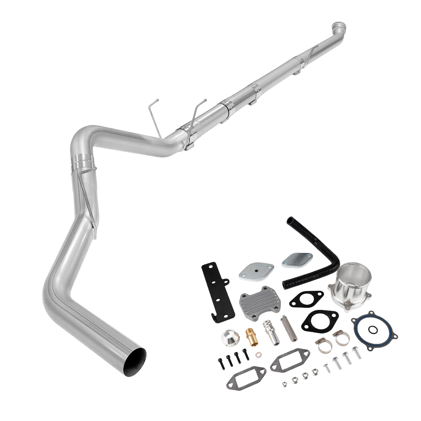 2019-2021 6.7L Cummins 4" Dp-Back Exhaust DPF Delete and Silver EGR Delete Kit for Ram 2500 3500 0