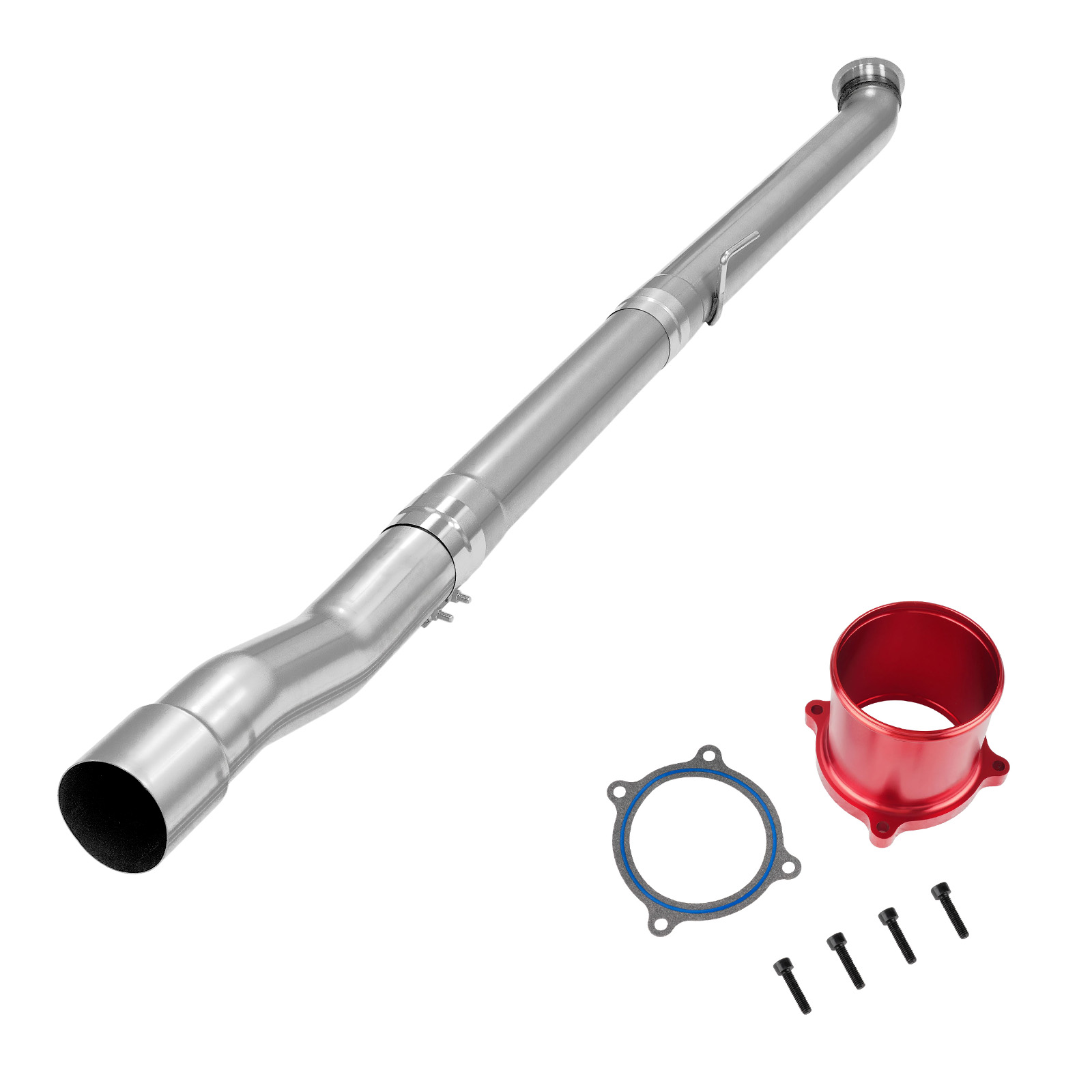 2019-2021 6.7L Cummins 4" Race Pipe DPF Delete and Red EGR Throttle Valve Delete for Ram 2500 3500 0