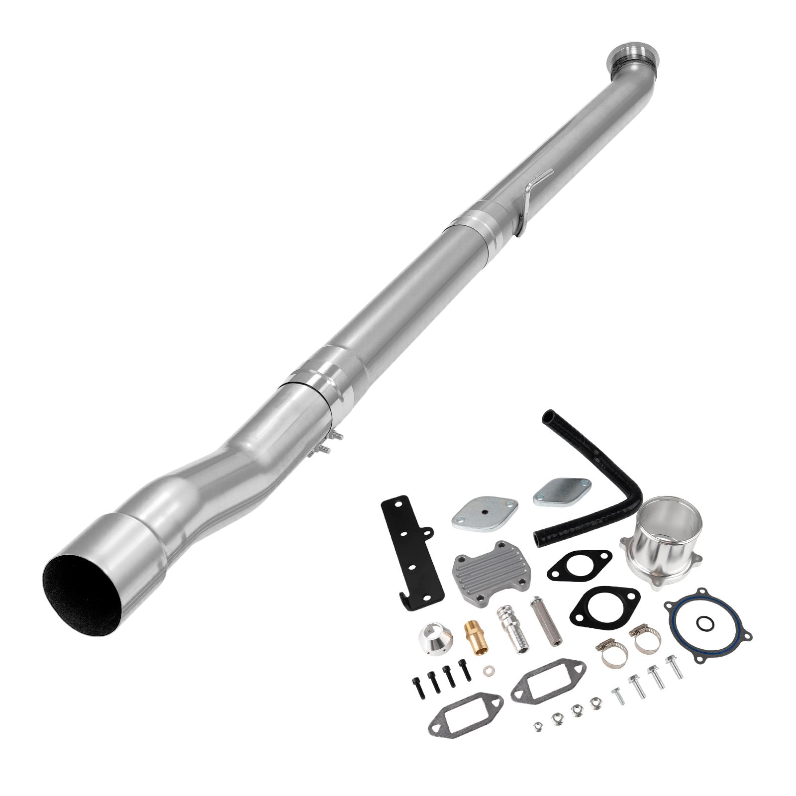 4" DPF/EGR Delete 2019-2021 6.7L Cummins EGR Delete Kit(Silver) and 4" Race Pipe 0