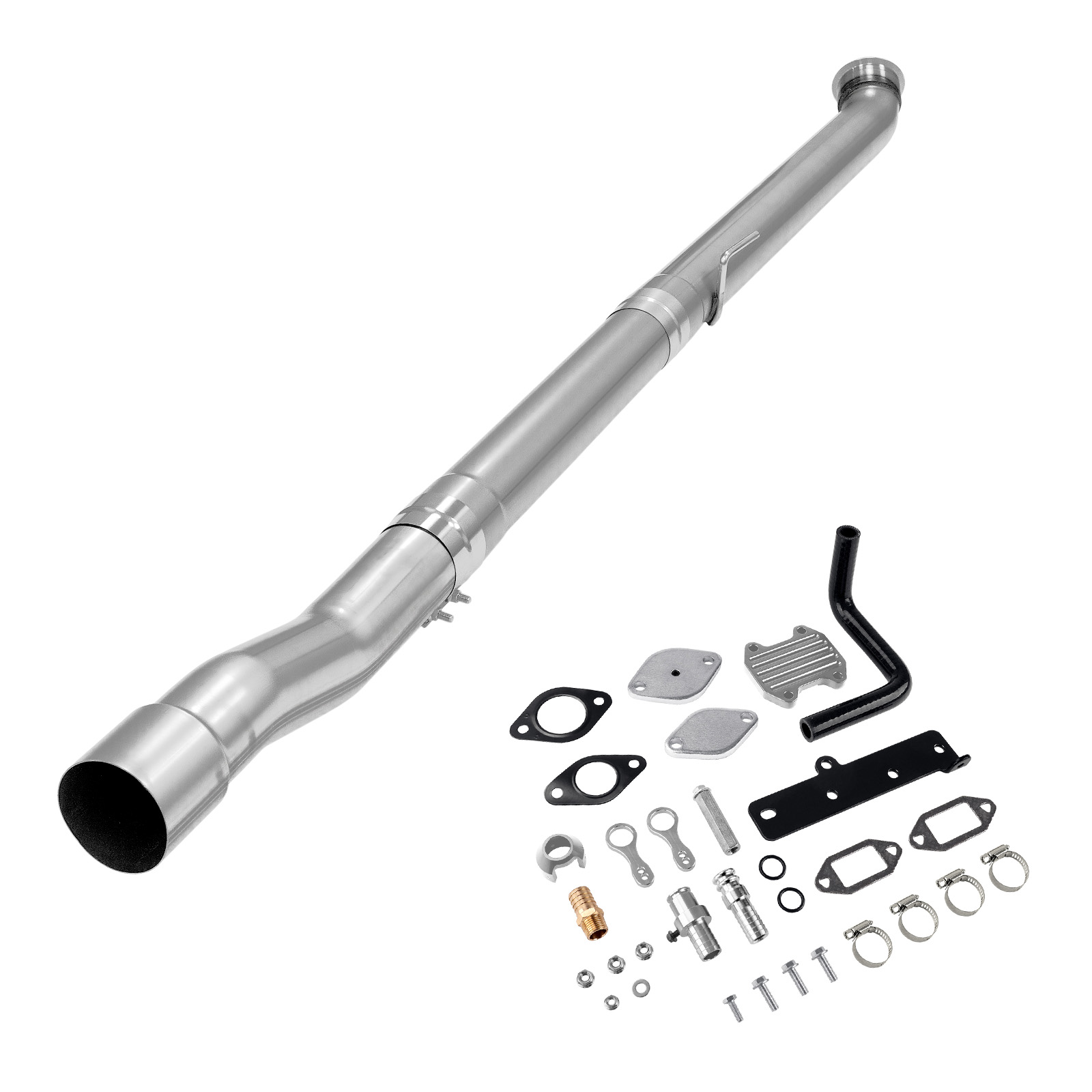 2019-2021 6.7L Cummins 4" Race Pipe DPF Delete and Silver EGR Delete Kit for Ram 2500 3500 0