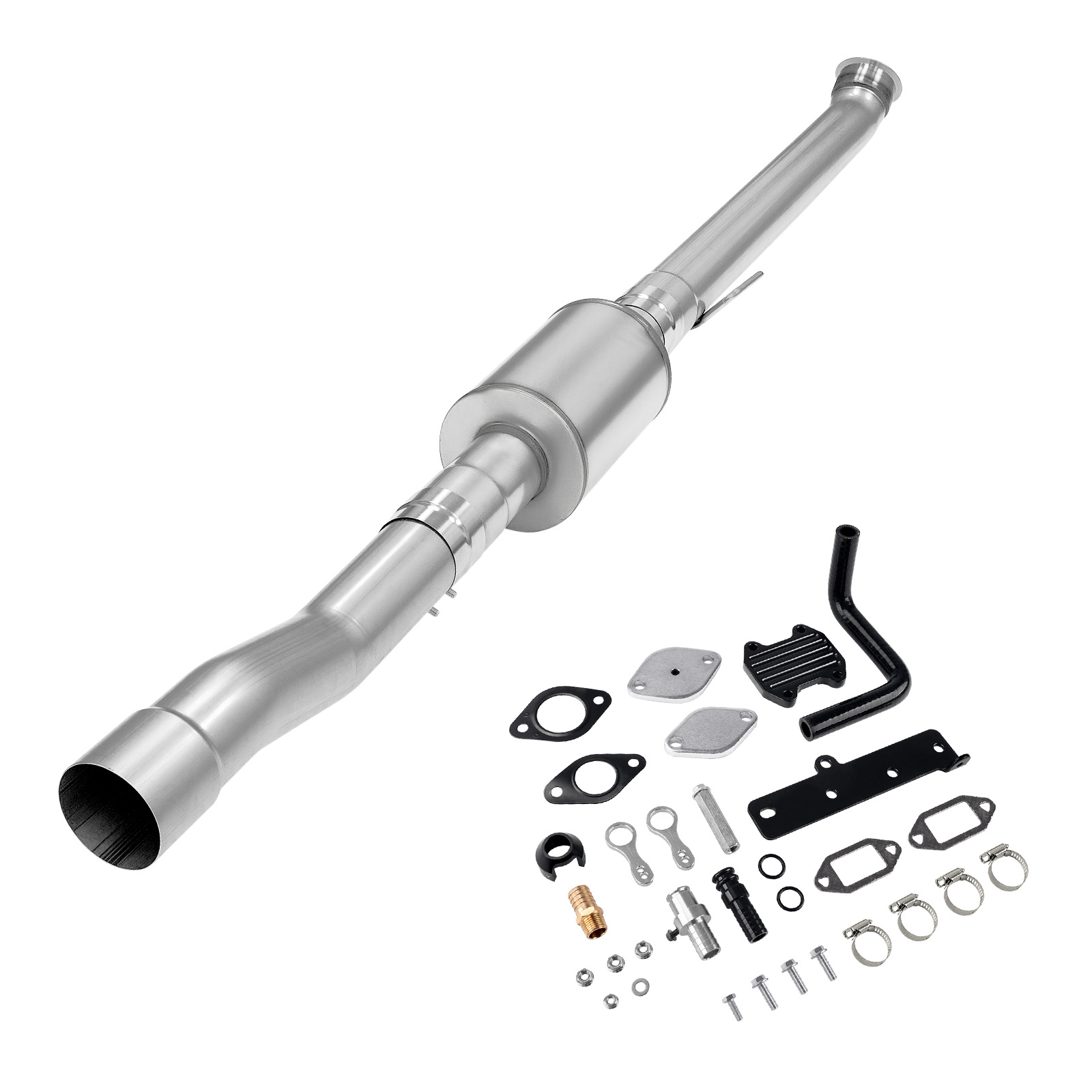 2019-2021 6.7L Cummins 4" Race Pipe DPF Delete W/Muffler and Black EGR Delete Kit for Ram 2500 3500 0