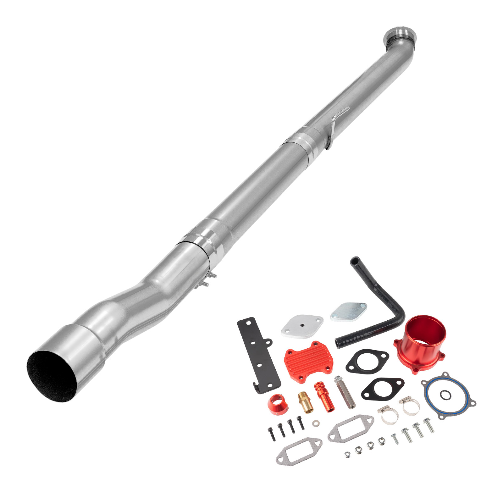 4" DPF/EGR Delete 2022-2024 6.7L Cummins EGR Delete Kit(Red) and 4" Race Pipe 0
