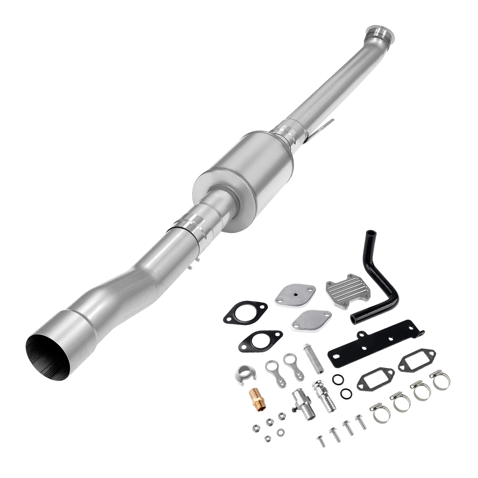 4" DPF/EGR Delete 2022-2024 6.7L Cummins EGR Delete Kit(Silver) and 4" Race Pipe W/Muffler 0