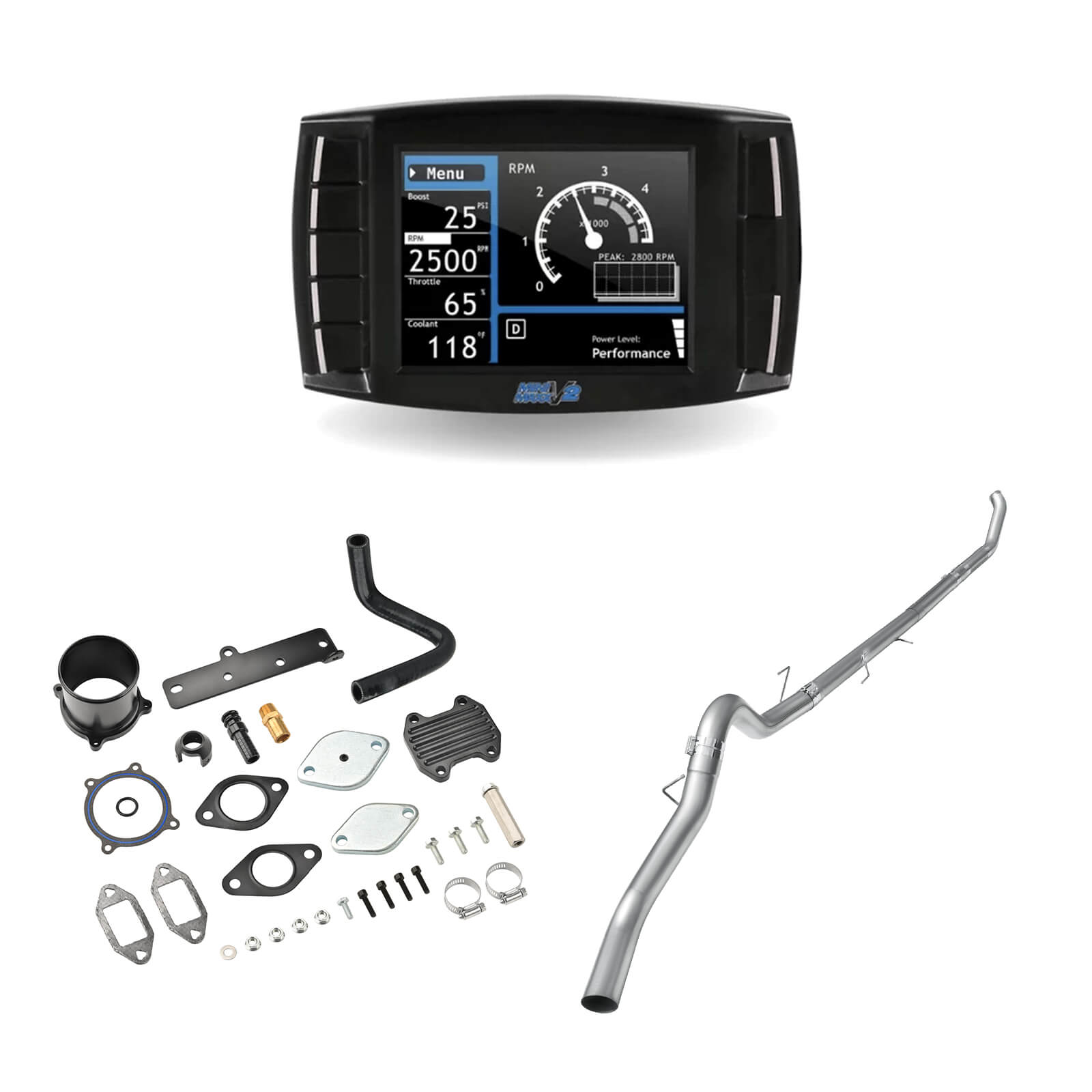 2013-2018 6.7L Cummins Delete Kit 5" Turbo-Back Exhaust/Diesel Tuner V2/Black EGR Delete All-in-One for Ram 2500 3500 0