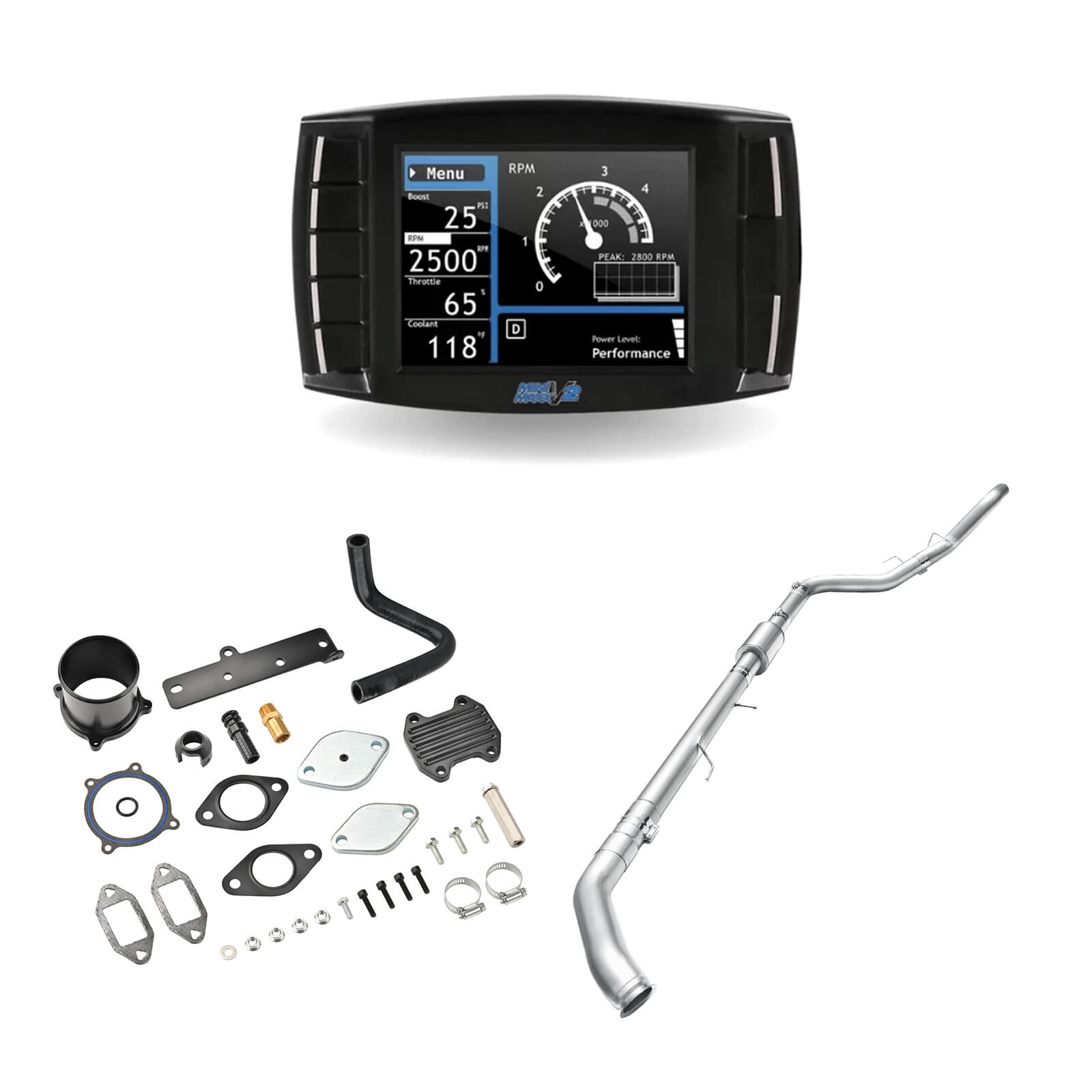 2013-2018 6.7L Cummins Delete Kit 5" Turbo-Back Exhaust with Muffler/Tuner V2/Black EGR Delete All-in-One for Ram 2500 3500 0