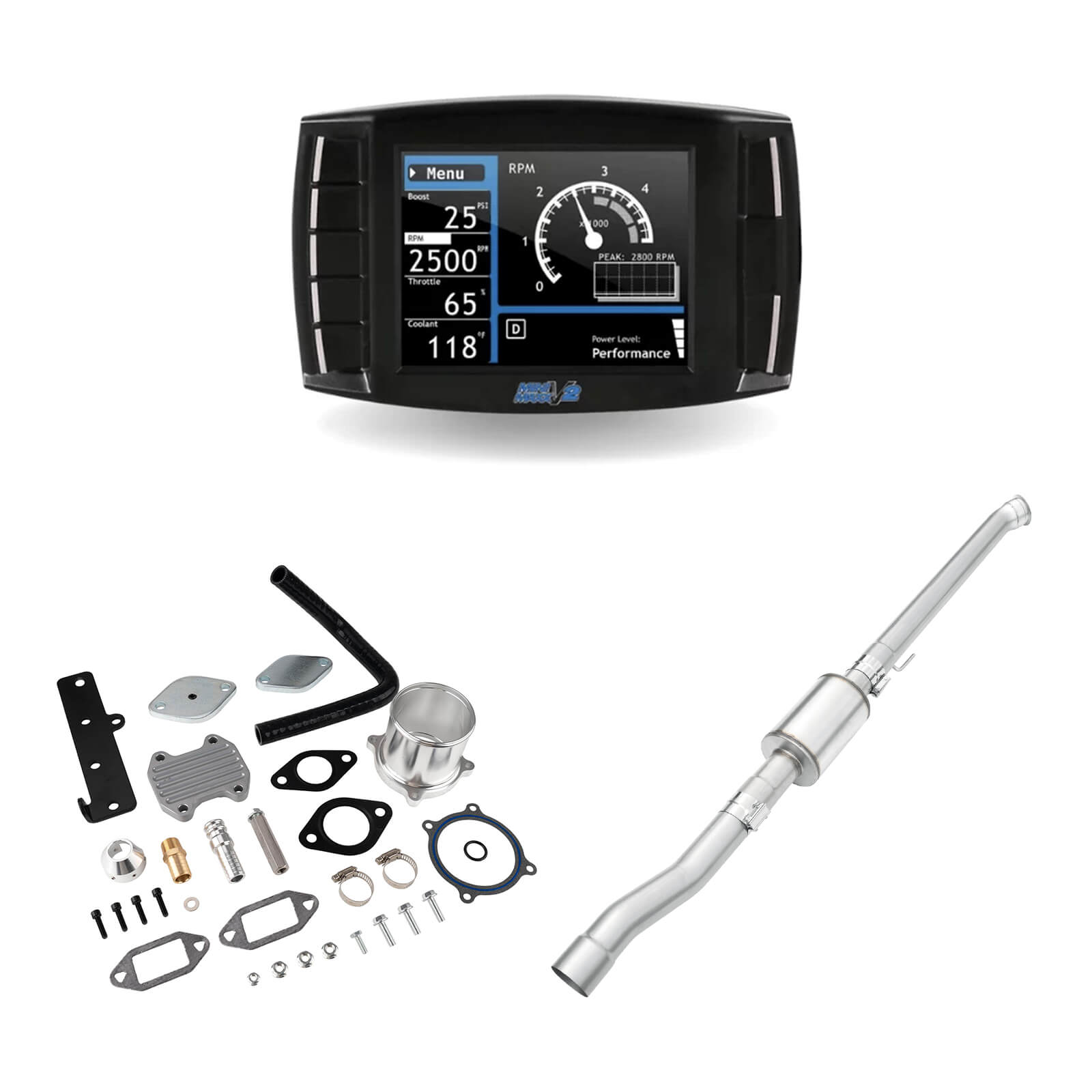 DPF/EGR/DEF Delete 2020 Ram 3500 6.7L Cummins EGR Delete Kit w/Throttle Valve (Silver) 4 Inch Race Pipe W/Muffler Tuner V2 0