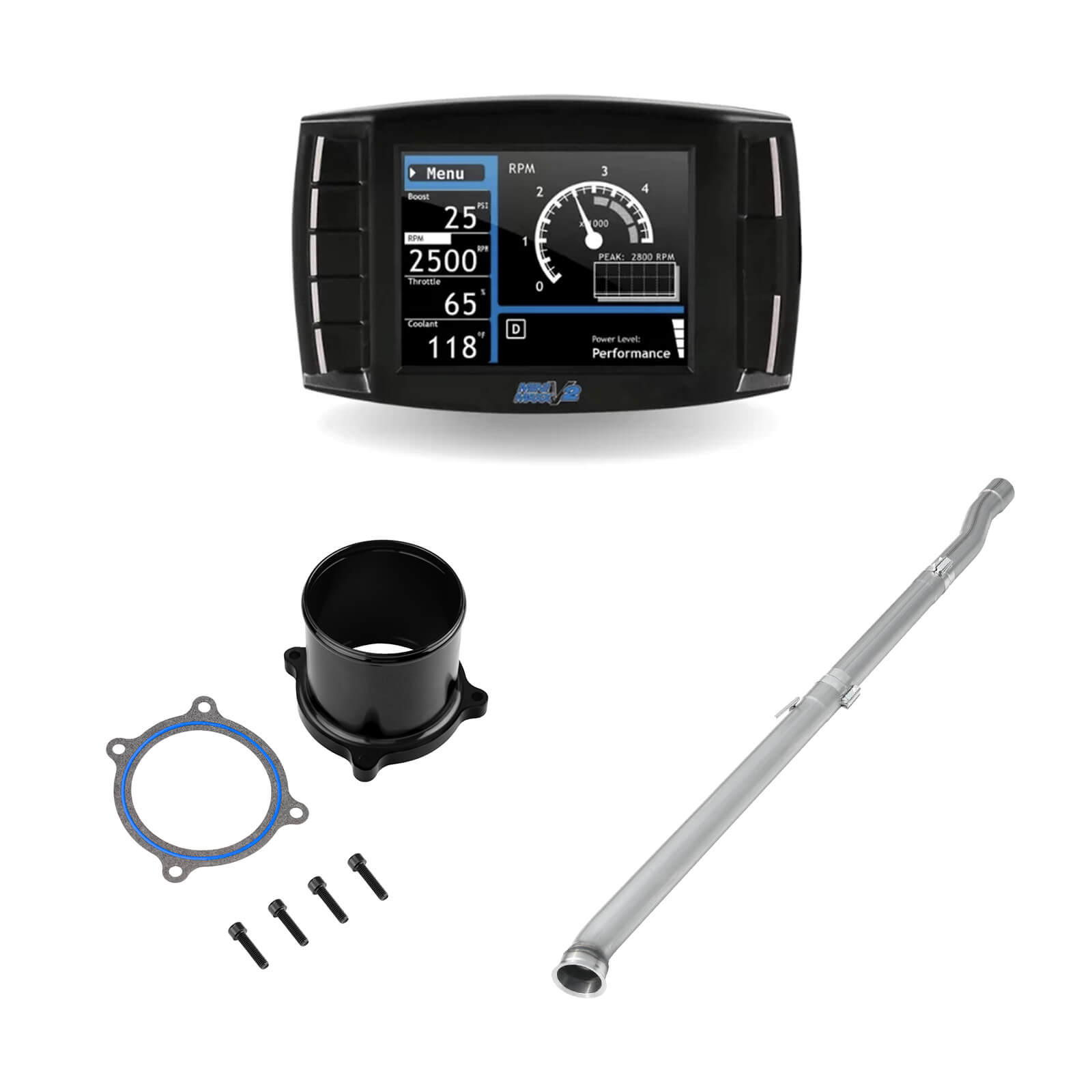 2019-2021 6.7L Cummins Delete Kit 4" Straight Pipe/Diesel Tuner V2/Black EGR Throttle Valve Delete All-in-One for Ram 2500 3500 0