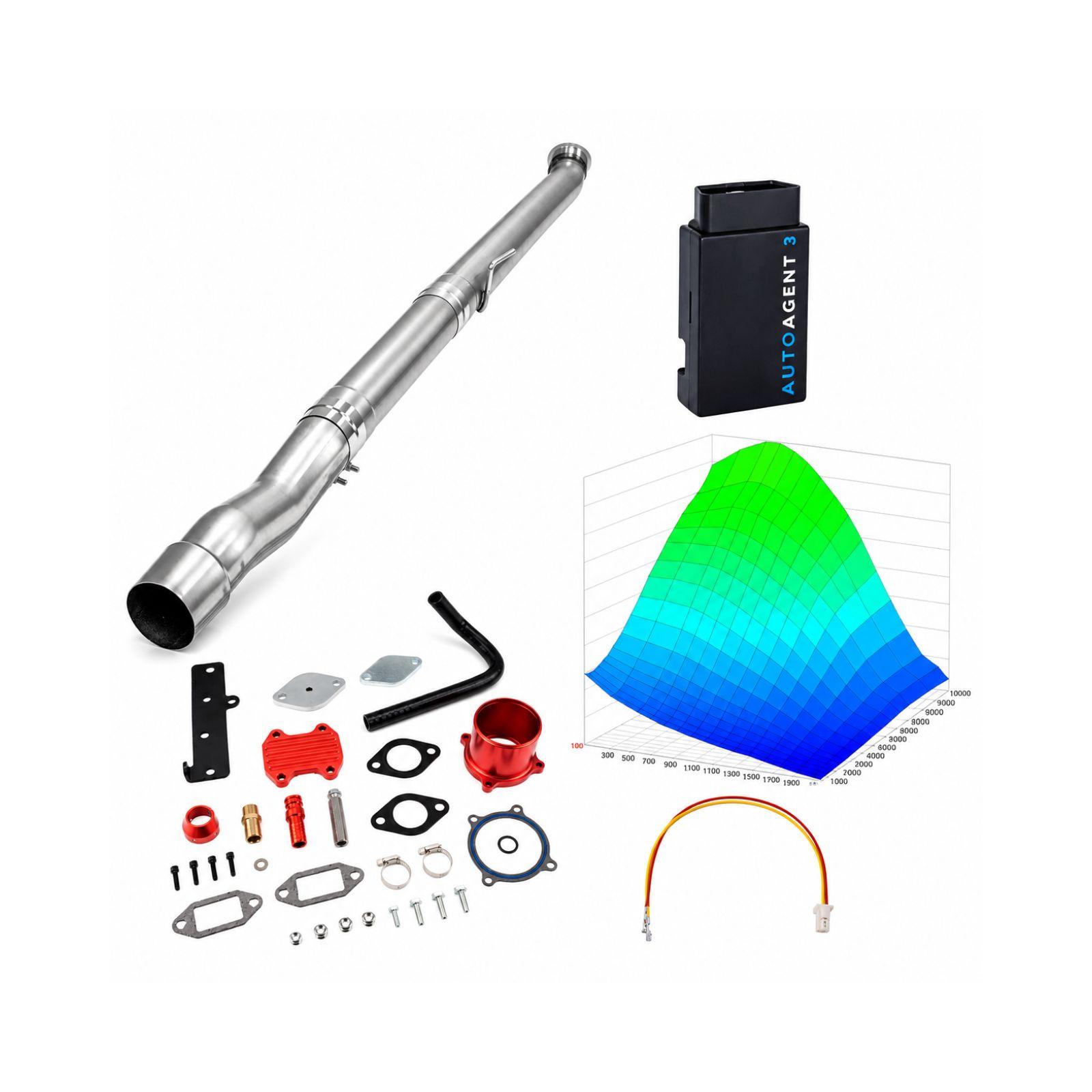 2022-2024 6.7L Cummins 4" Race Pipe & Red EGR Delete & Lifetime EZ LYNK Tuner Kit(No ECM Swap) for Ram 2500/3500 0