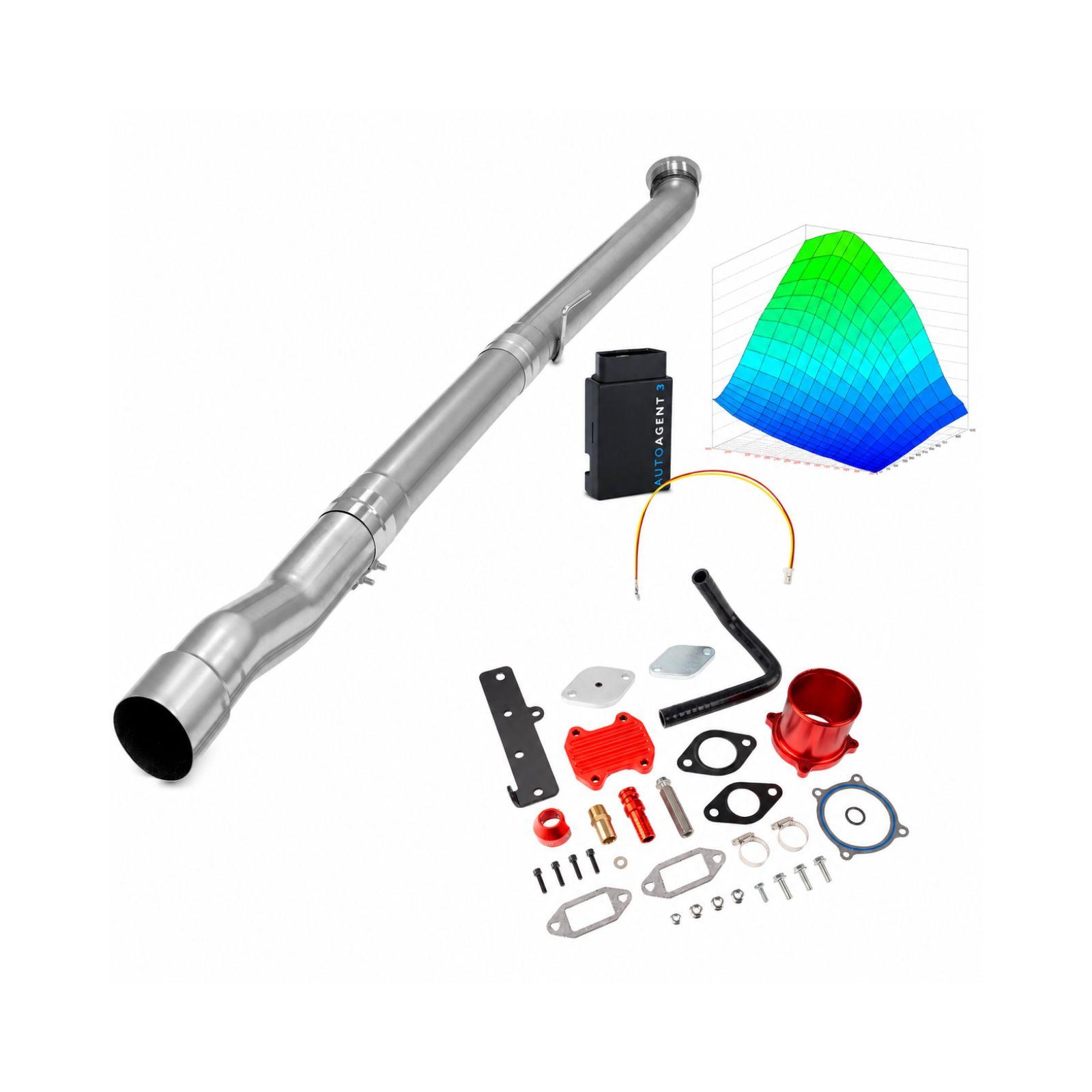 2019-2021 6.7L Cummins 4" Race Pipe & Red EGR Delete & Lifetime EZ LYNK Tuner Kit for Ram 2500/3500 0
