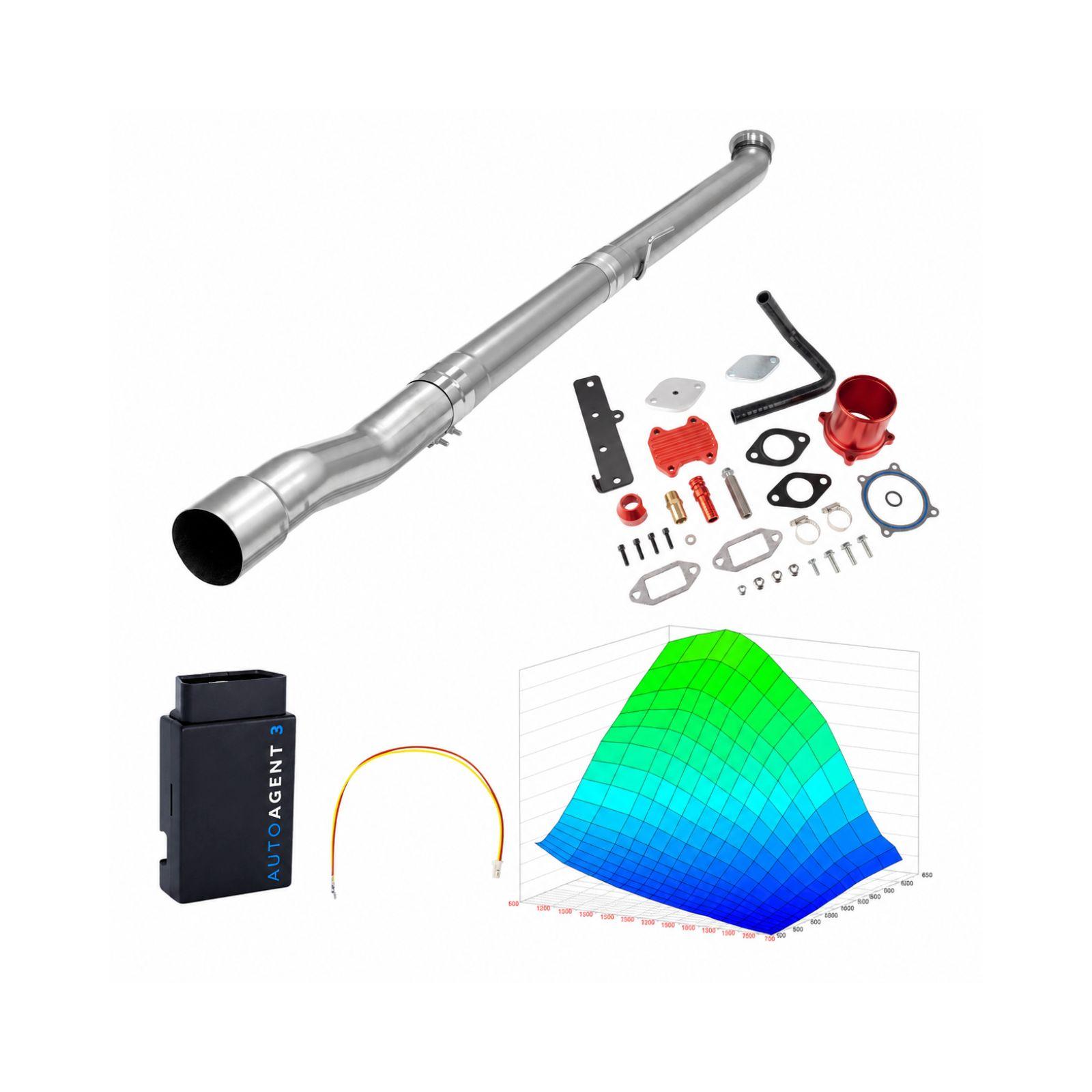 2019-2021 6.7L Cummins 4" Race Pipe & Red EGR Delete & 4-Week EZ LYNK Tuner Kit for Ram 2500/3500 0
