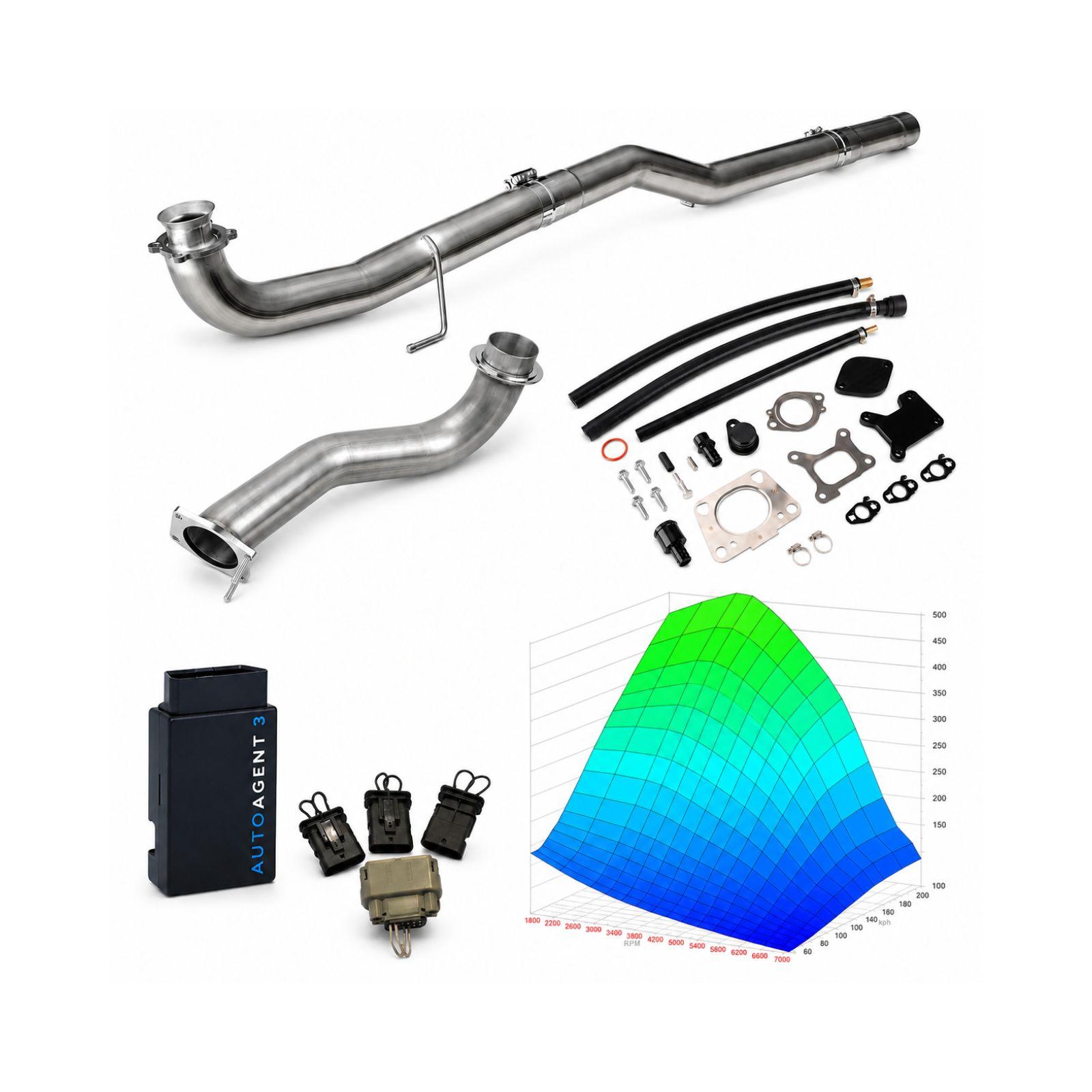 2017-2019 6.6L Duramax L5P 4" Downpipe-Back & Black EGR Delete & 3.5" Downpipe & EZ LYNK Kit( 4-Week Access No Trans Tune) 0