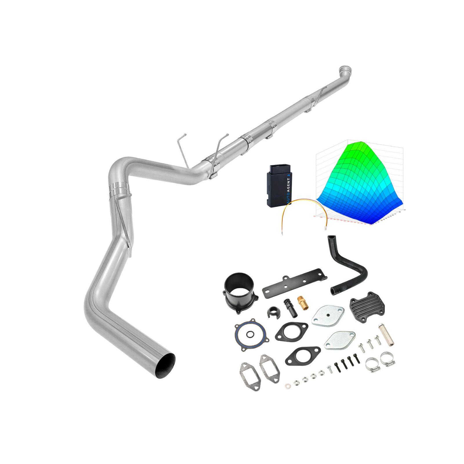 2022-2024 6.7L Cummins 4" Downpipe-Back & Black EGR Delete & Lifetime EZ LYNK Tuner Kit(No ECM Swap) for Ram 2500/3500 0