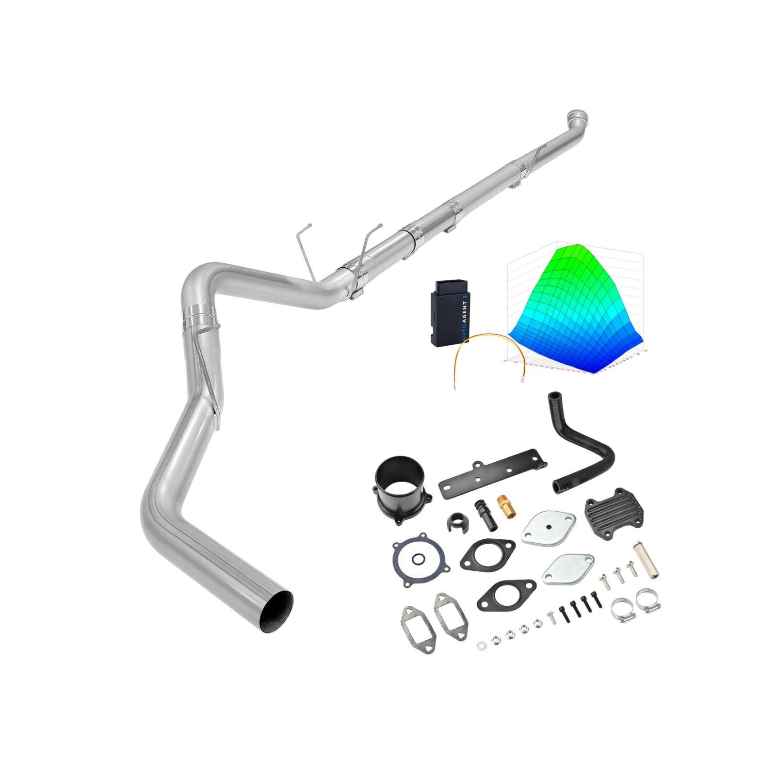2019-2021 6.7L Cummins 4" Downpipe-Back & Black EGR Delete & Lifetime EZ LYNK Tuner Kit for Ram 2500/3500 0