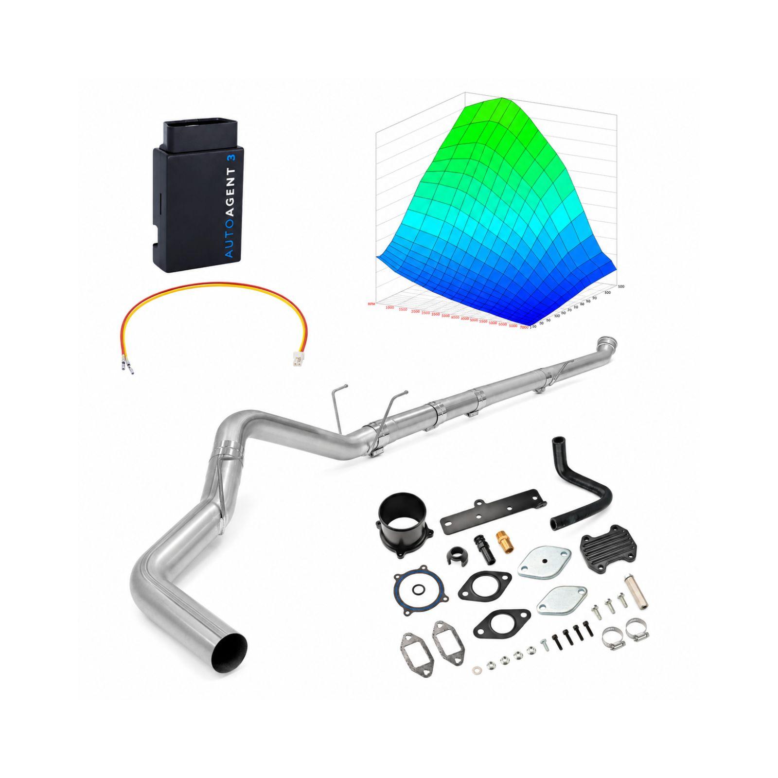 2019-2021 6.7L Cummins 4" Downpipe-Back & Black EGR Delete & 4-Week EZ LYNK Tuner Kit for Ram 2500/3500 0