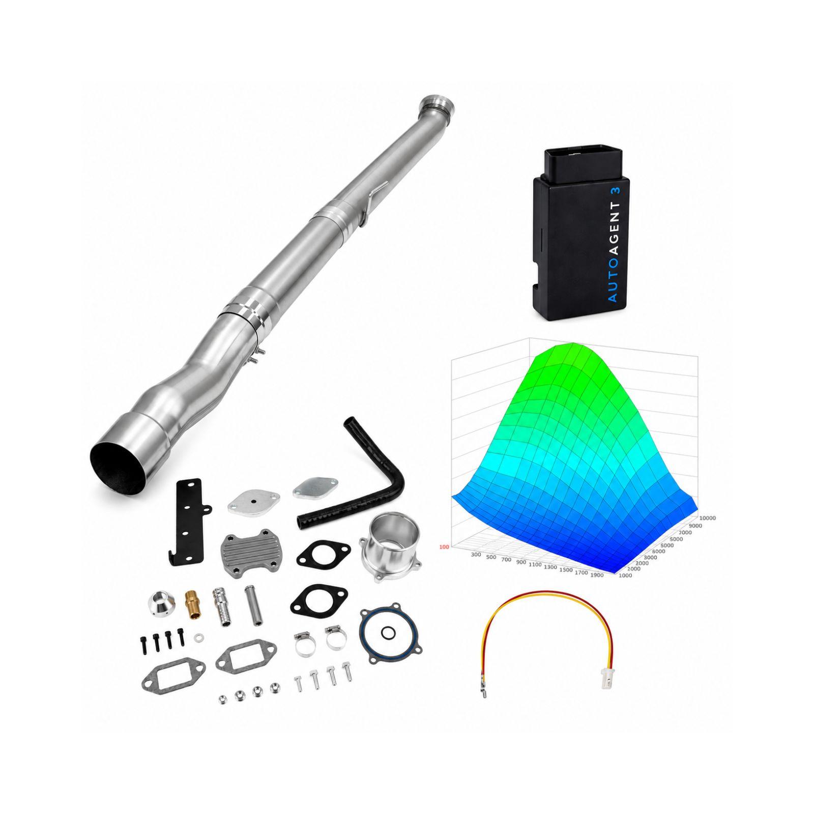 2022-2024 6.7L Cummins 4" Race Pipe & Silver EGR Delete & Lifetime EZ LYNK Tuner Kit(No ECM Swap) for Ram 2500/3500 0