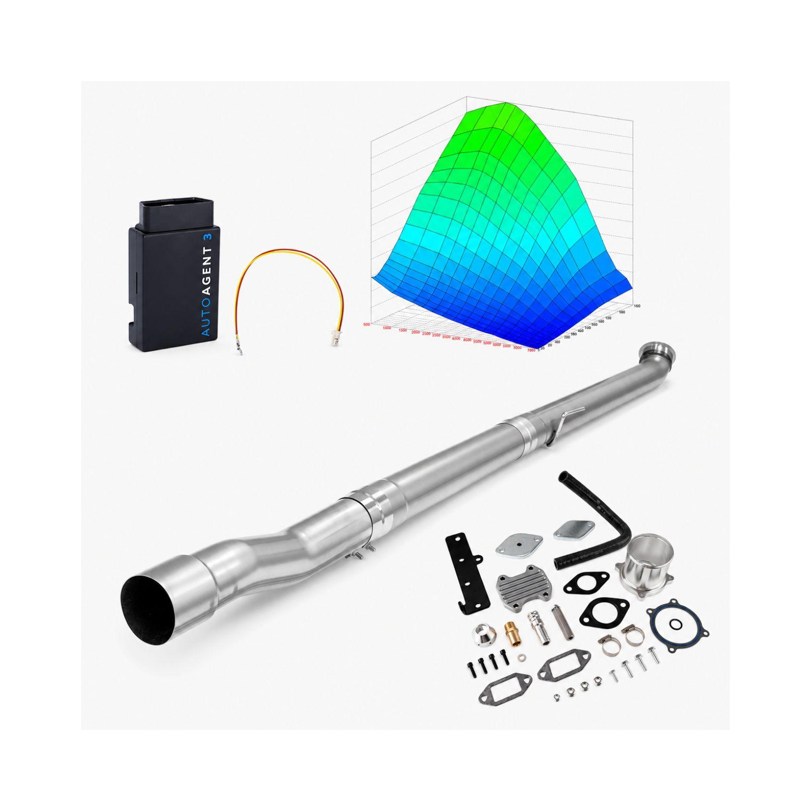 2022-2024 6.7L Cummins 4" Race Pipe & Silver EGR Delete & 4-Week EZ LYNK Tuner Kit(No ECM Swap) for Ram 2500/3500 0