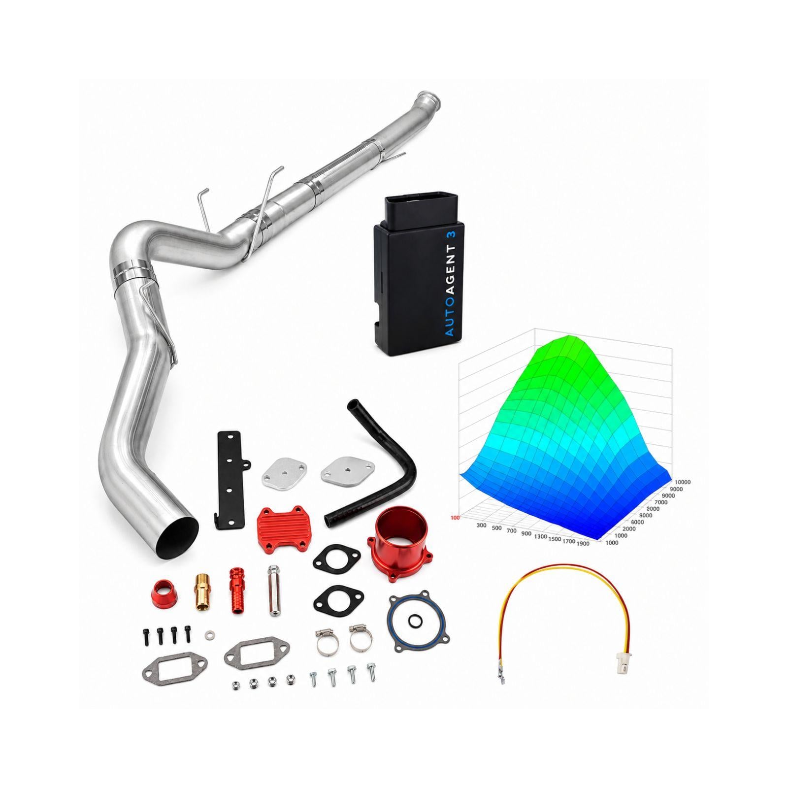 2022-2024 6.7L Cummins 5" Downpipe-Back & Red EGR Delete & 4-Week EZ LYNK Tuner Kit(No ECM Swap) for Ram 2500/3500 0