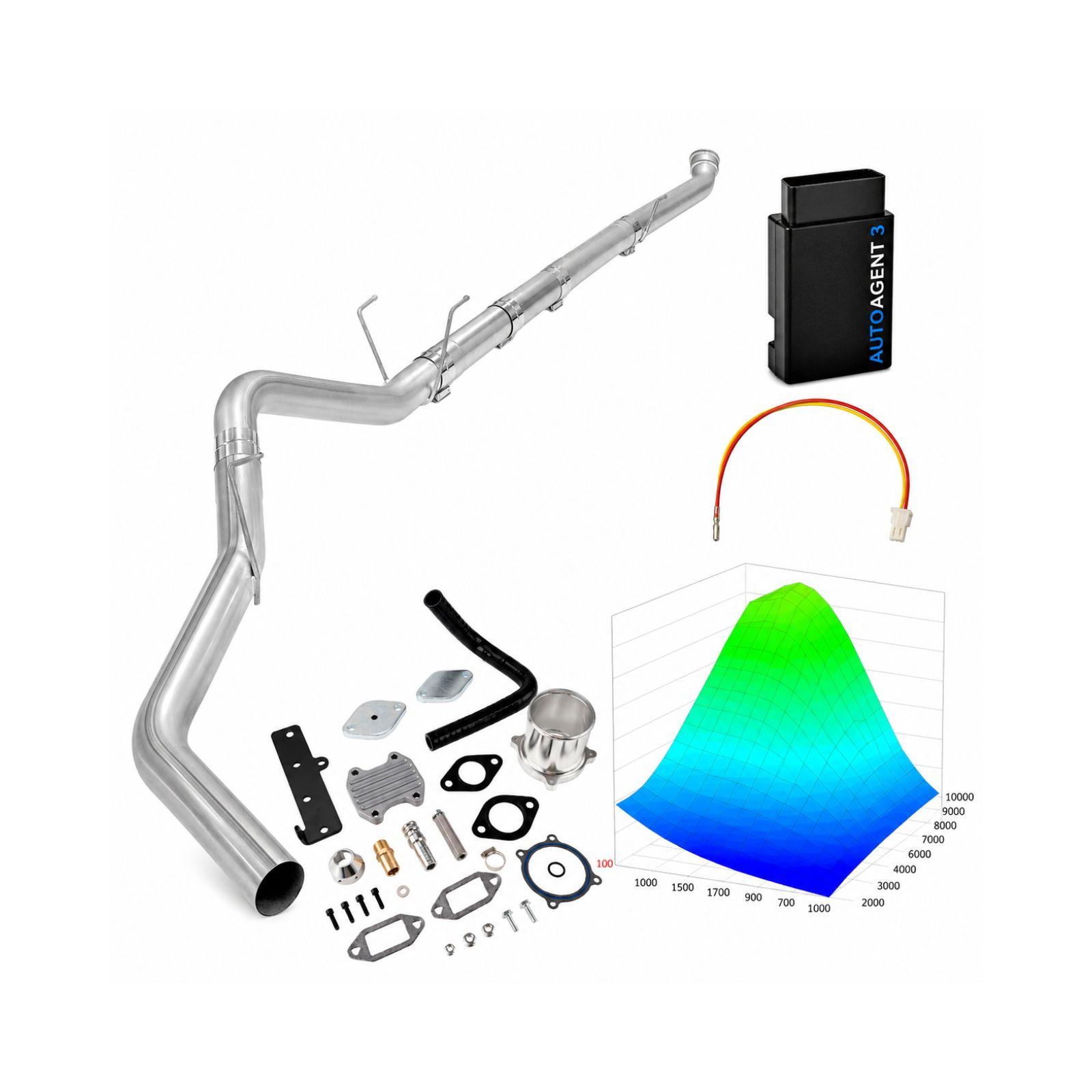 2019-2021 6.7L Cummins 4" Downpipe-Back & Silver EGR Delete & Lifetime EZ LYNK Tuner Kit for Ram 2500/3500 0