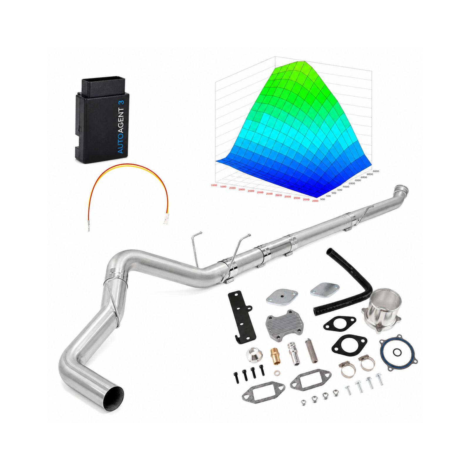 2019-2021 6.7L Cummins 4" Downpipe-Back & Silver EGR Delete & 4-Week EZ LYNK Tuner Kit for Ram 2500/3500 0