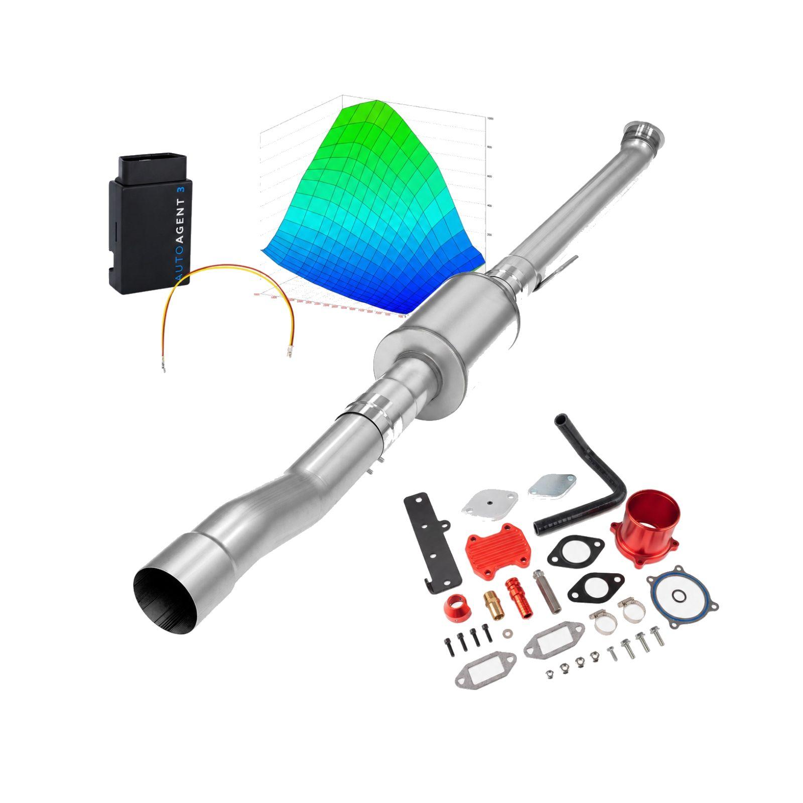 2022-2024 6.7L Cummins 4" Race Pipe with Muffler & Red EGR Delete & Lifetime EZ LYNK Tuner Kit(No ECM Swap) for Ram 2500/3500 0