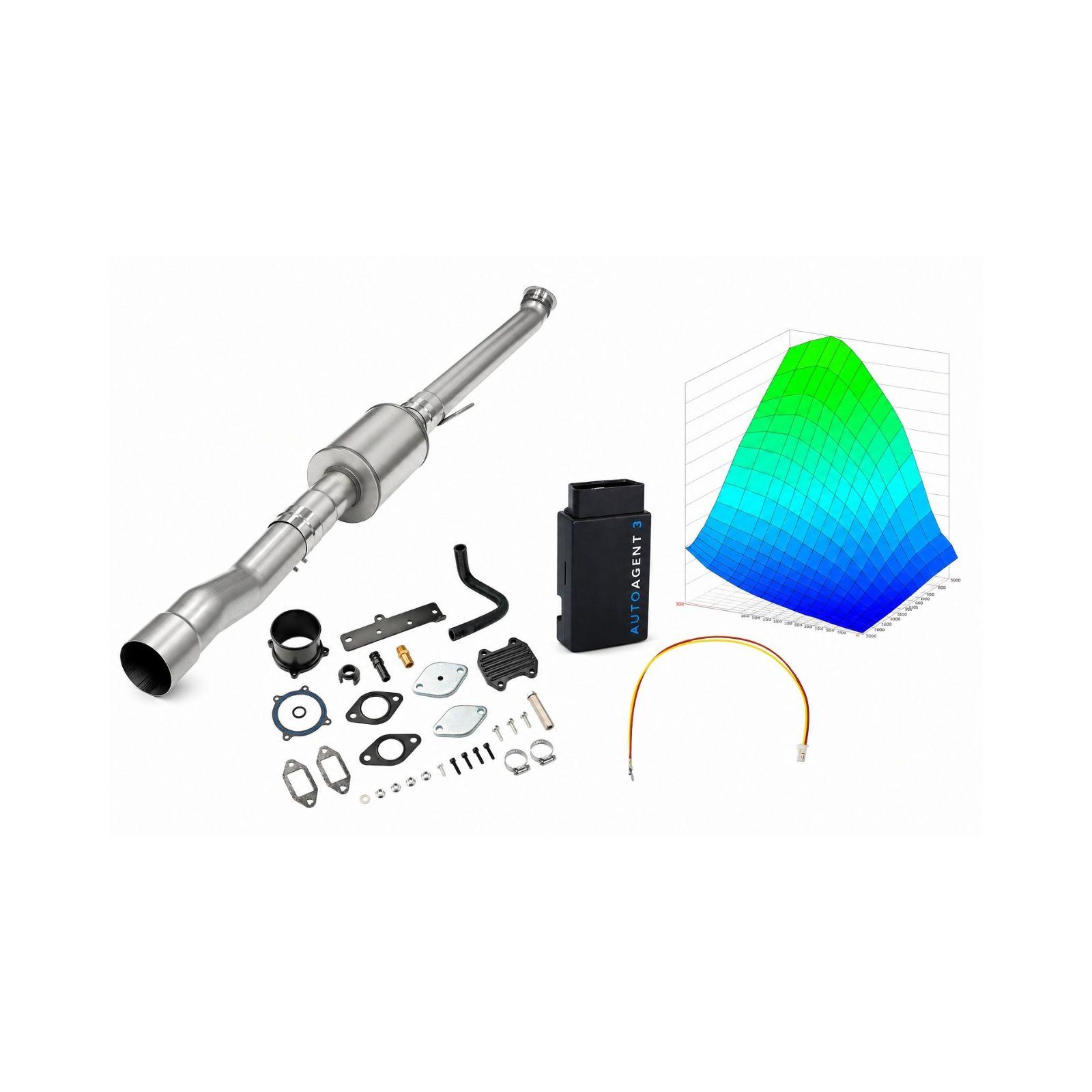 2022-2024 6.7L Cummins 4" Race Pipe with Muffler & Black EGR Delete & Lifetime EZ LYNK Tuner Kit(No ECM Swap) for Ram 2500/3500 0