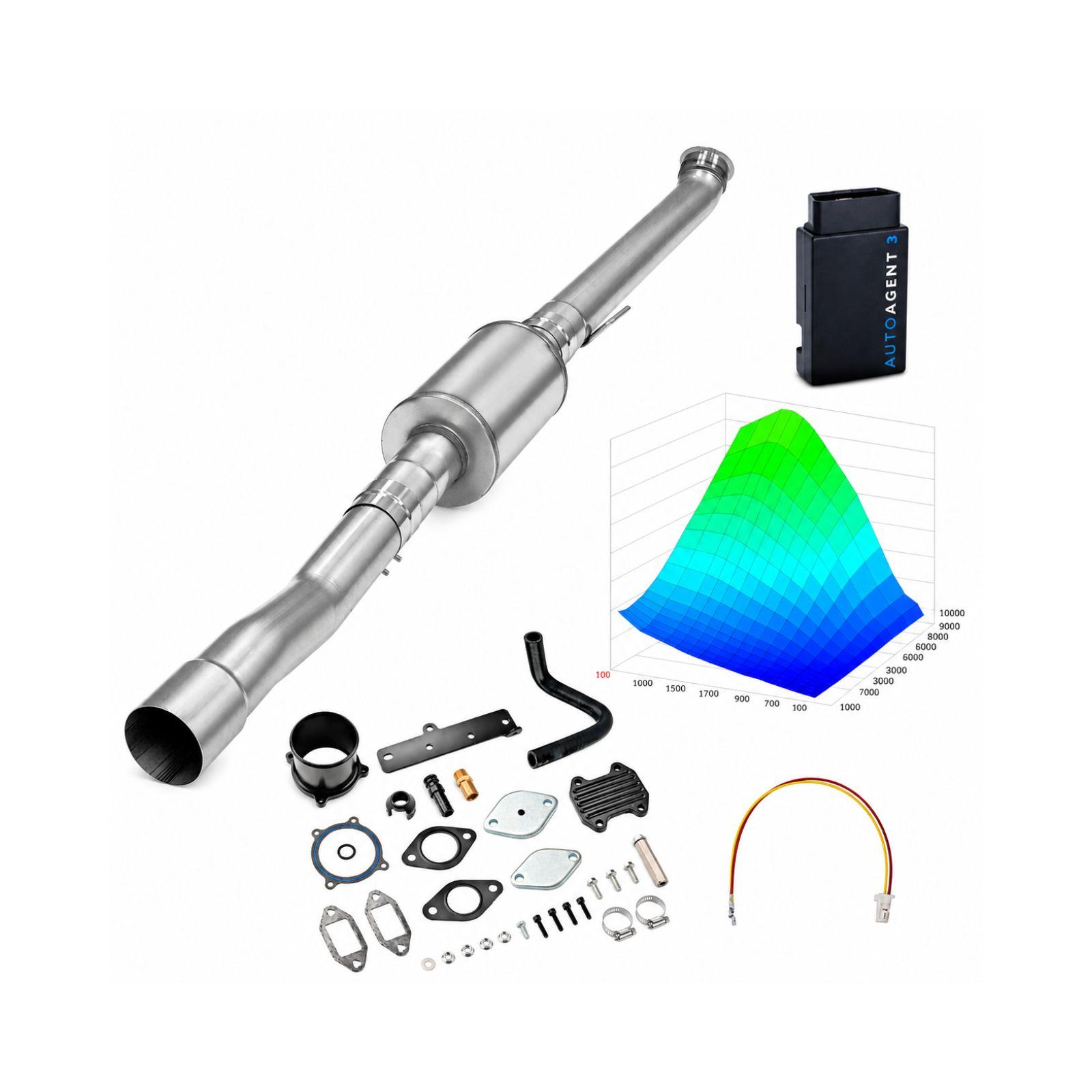 2022-2024 6.7L Cummins 4" Race Pipe with Muffler & Black EGR Delete & 4-Week EZ LYNK Tuner Kit(No ECM Swap) for Ram 2500/3500 0
