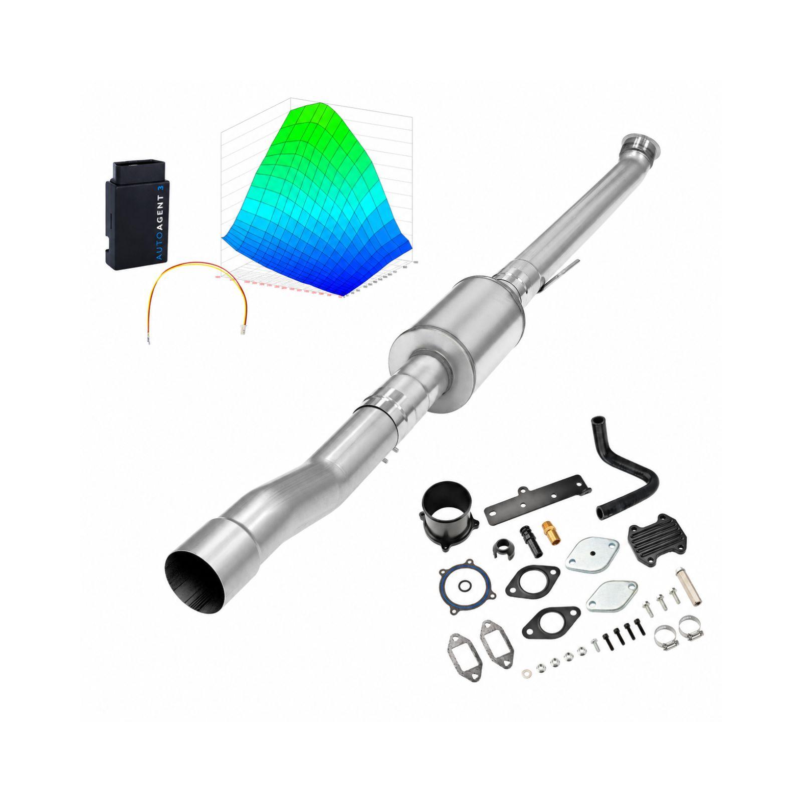 2019-2021 6.7L Cummins 4" Race Pipe with Muffler & Black EGR Delete & 4-Week EZ LYNK Tuner Kit for Ram 2500/3500 0