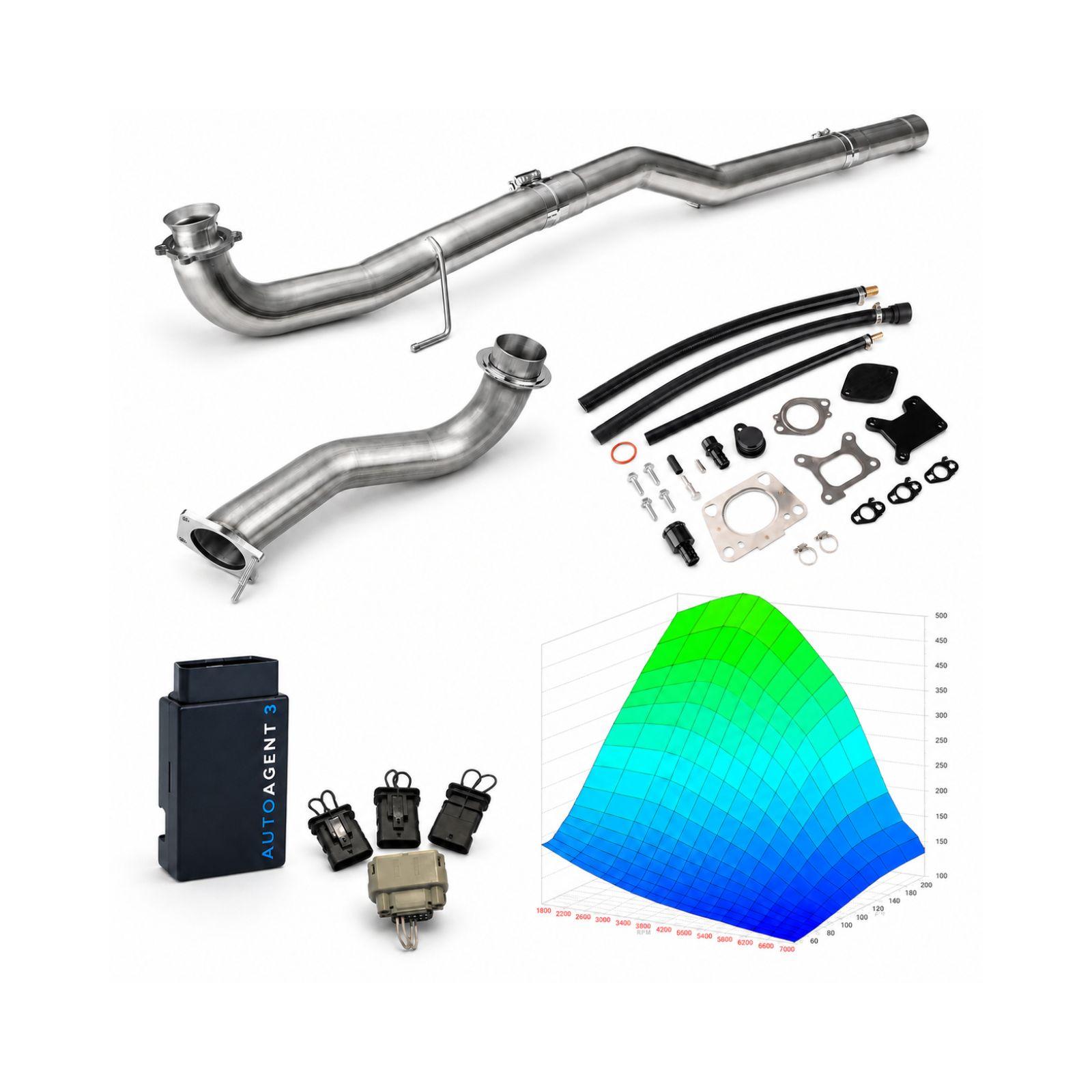 2017-2019 6.6L Duramax L5P 4" Race Pipe & Black EGR Delete & 3.5" Downpipe & EZ LYNK Kit(Lifetime Access No Trans Tune) 0