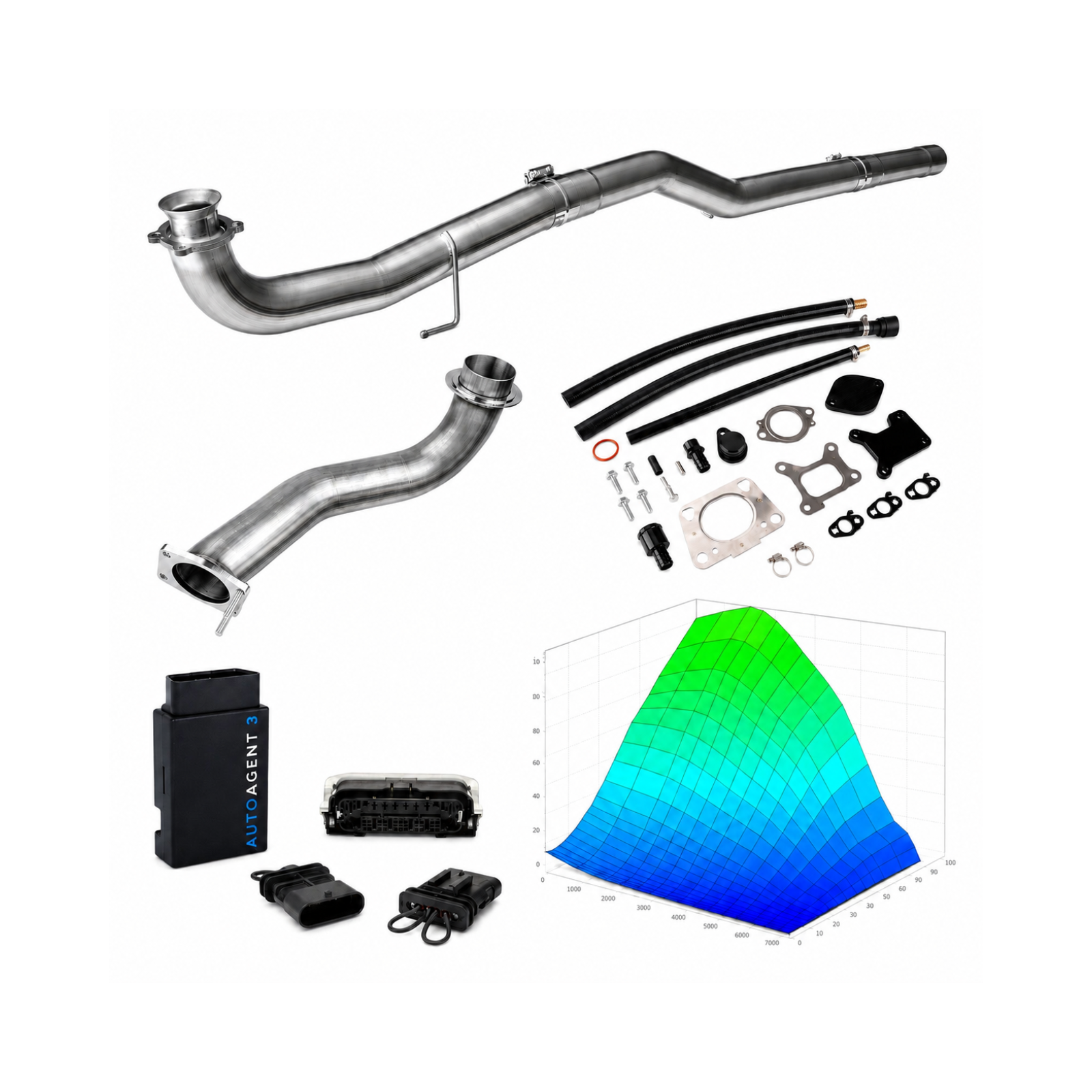 2020-2023 6.6L Duramax L5P 4" Race Pipe & Black EGR Delete & 3.5" Downpipe & EZ LYNK Kit(Lifetime Access Trans Tune) 0