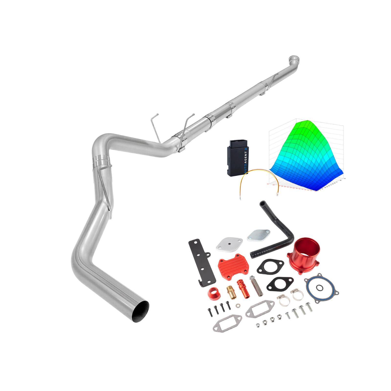 2022-2024 6.7L Cummins 4" Downpipe-Back & Red EGR Delete & Lifetime EZ LYNK Tuner Kit(No ECM Swap) for Ram 2500/3500 0