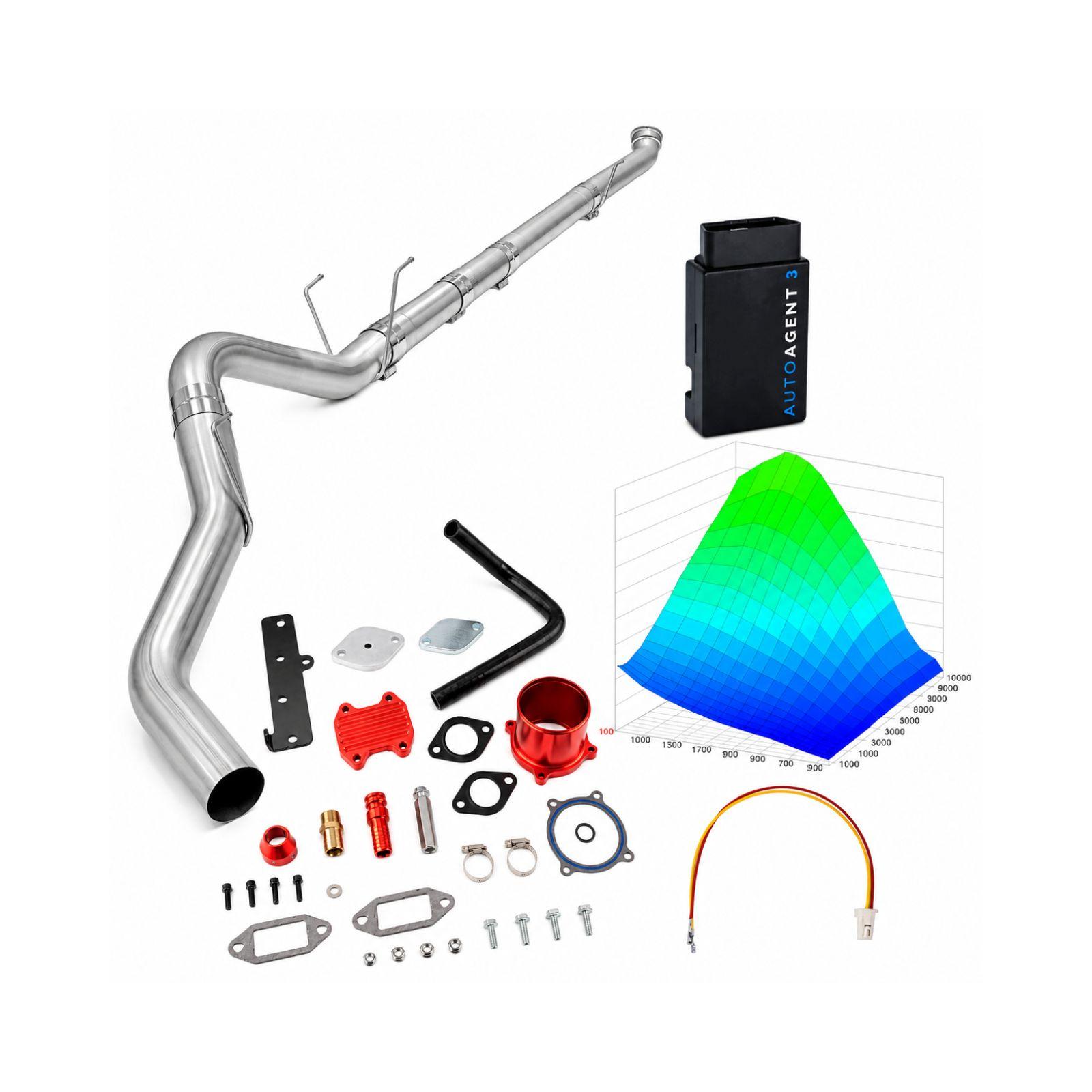 2022-2024 6.7L Cummins 4" Downpipe-Back & Red EGR Delete & 4-Week EZ LYNK Tuner Kit(No ECM Swap) for Ram 2500/3500 0