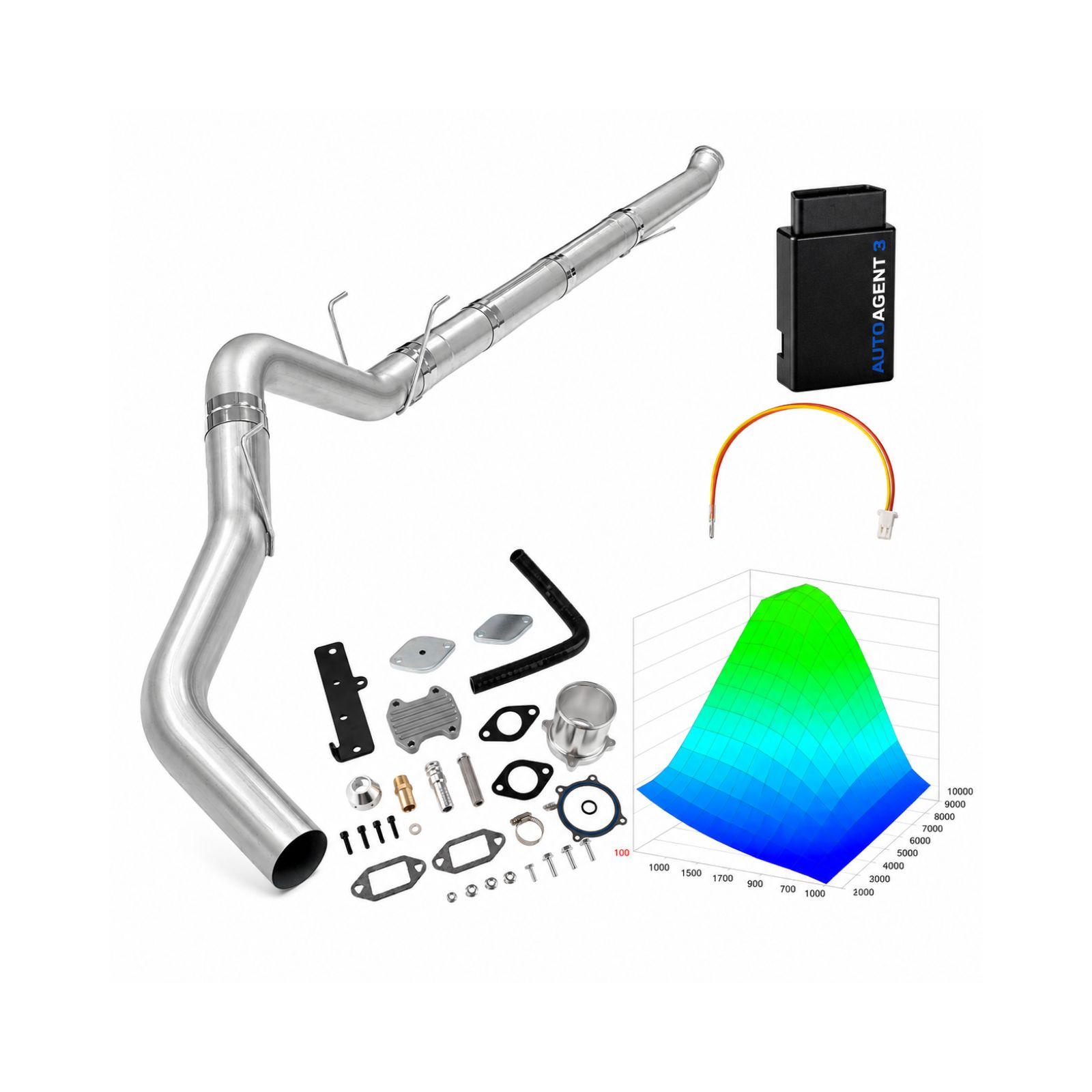 2019-2021 6.7L Cummins 5" Downpipe-Back & Silver EGR Delete & Lifetime EZ LYNK Tuner Kit for Ram 2500/3500 0