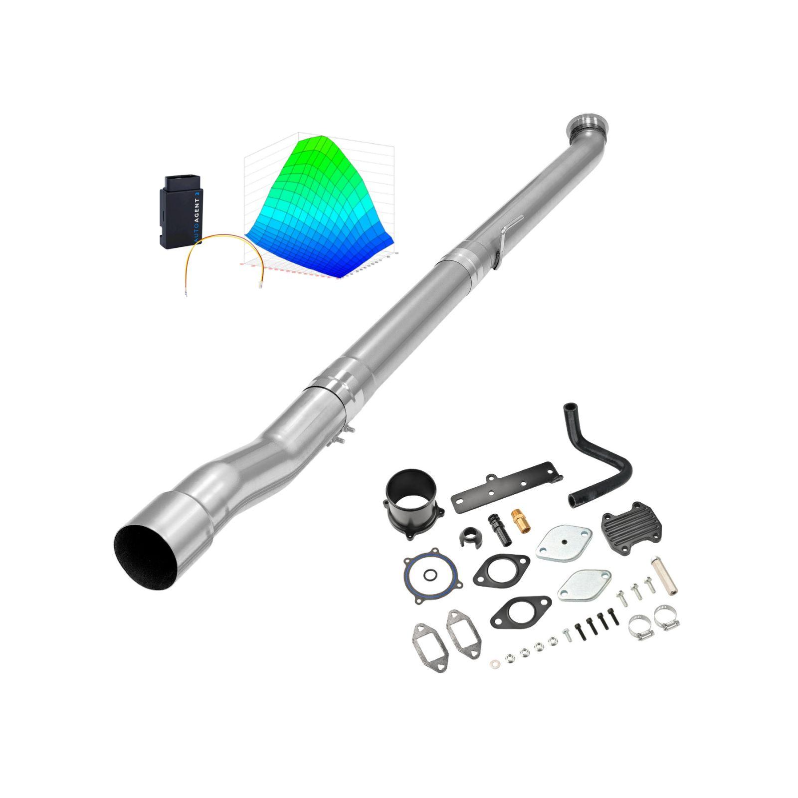 2019-2021 6.7L Cummins 4" Race Pipe & Black EGR Delete & Lifetime EZ LYNK Tuner Kit for Ram 2500/3500 0