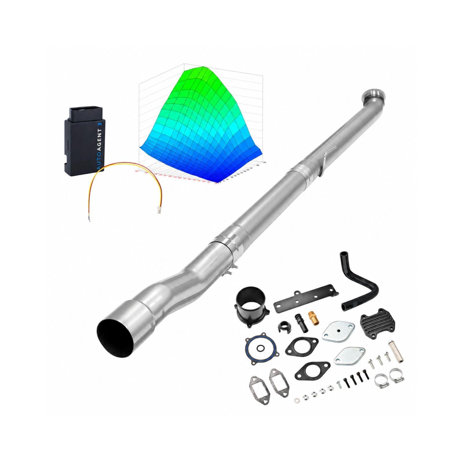 2019-2021 6.7L Cummins 4" Race Pipe & Black EGR Delete & 4-Week EZ LYNK Tuner Kit for Ram 2500/3500 0