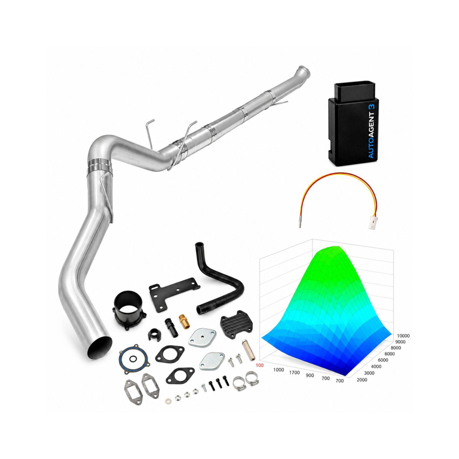 2019-2021 6.7L Cummins 5" Downpipe-Back & Black EGR Delete & Lifetime EZ LYNK Tuner Kit for Ram 2500/3500 0