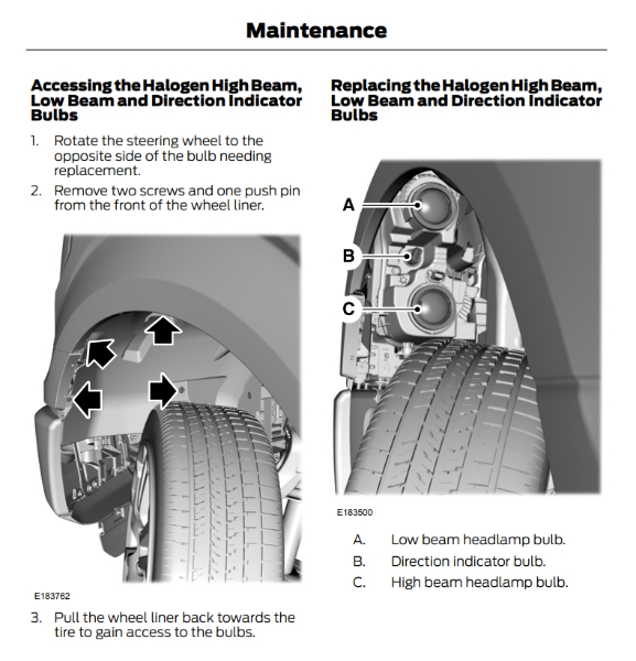 check owner manual for headlight bulb replacement