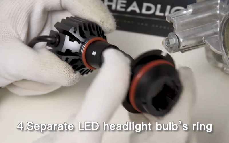 release the locking ring of the 9007 led headlight bulb