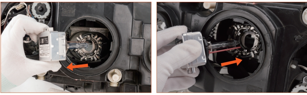 step to install hid headlight bulb