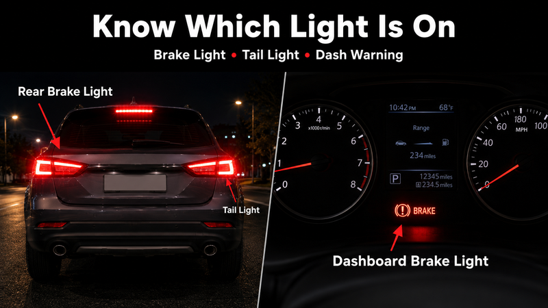 brake lights and dashboard brake warning light