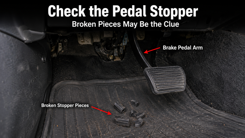 broken brake pedal stopper pieces