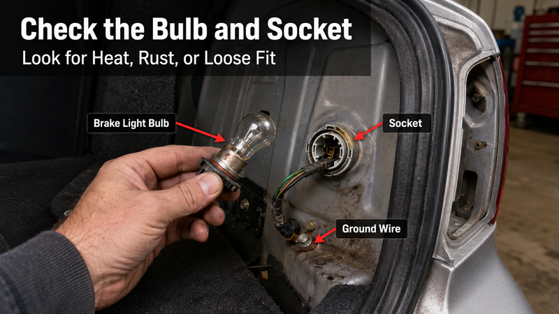 check brake light bulb socket ground