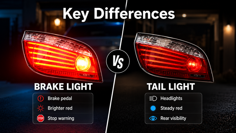 difference between tail light and brake light 