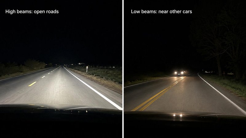 driving at night about beams