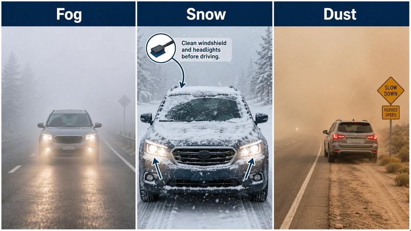 driving in fog snow dust