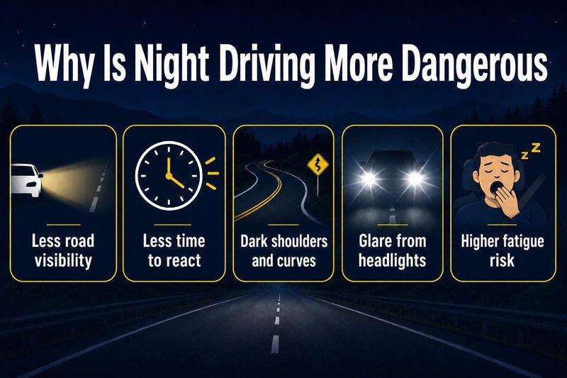 night driving is dangerous because