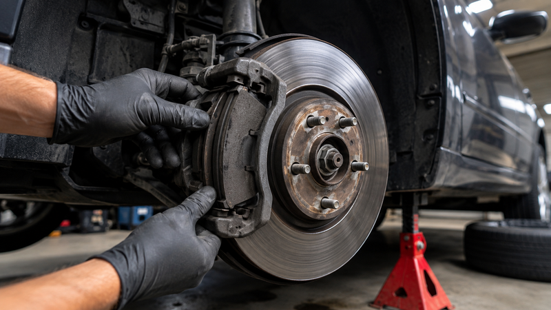 inspect brake pads and rotors for common wear signs